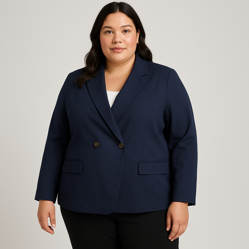 J.Crew Devon Bi-Stretch Cotton Blazer Womens 20 Navy Blue Double Breasted Career